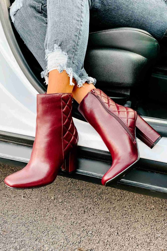 Subtle Steps Quilted Faux Leather Booties (Burgundy) · NanaMacs - Image 2