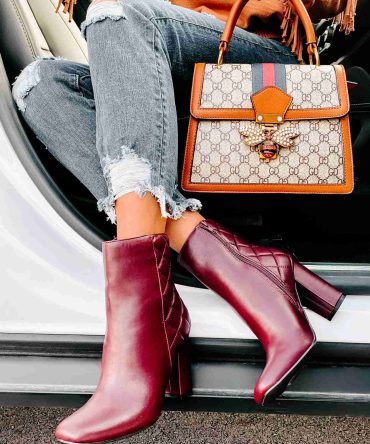 Subtle Steps Quilted Faux Leather Booties (Burgundy) · NanaMacs