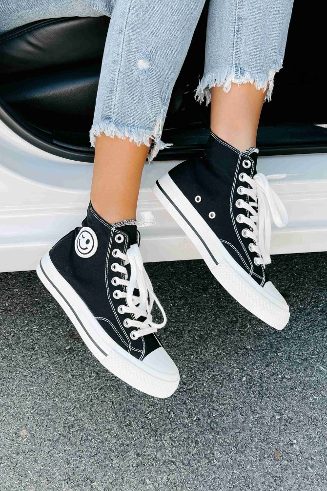 See For Yourself High-Top Canvas Sneakers (Black) · NanaMacs - Image 3