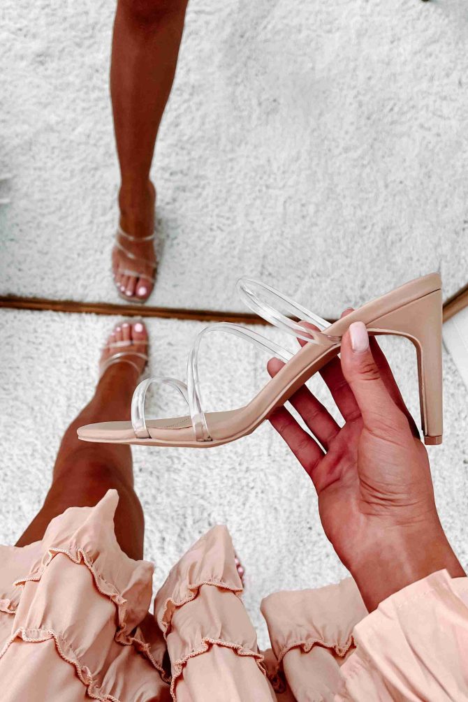 Done Deal Clear Strap Square Toe Heels (Clear/Nude) · NanaMacs - Image 2