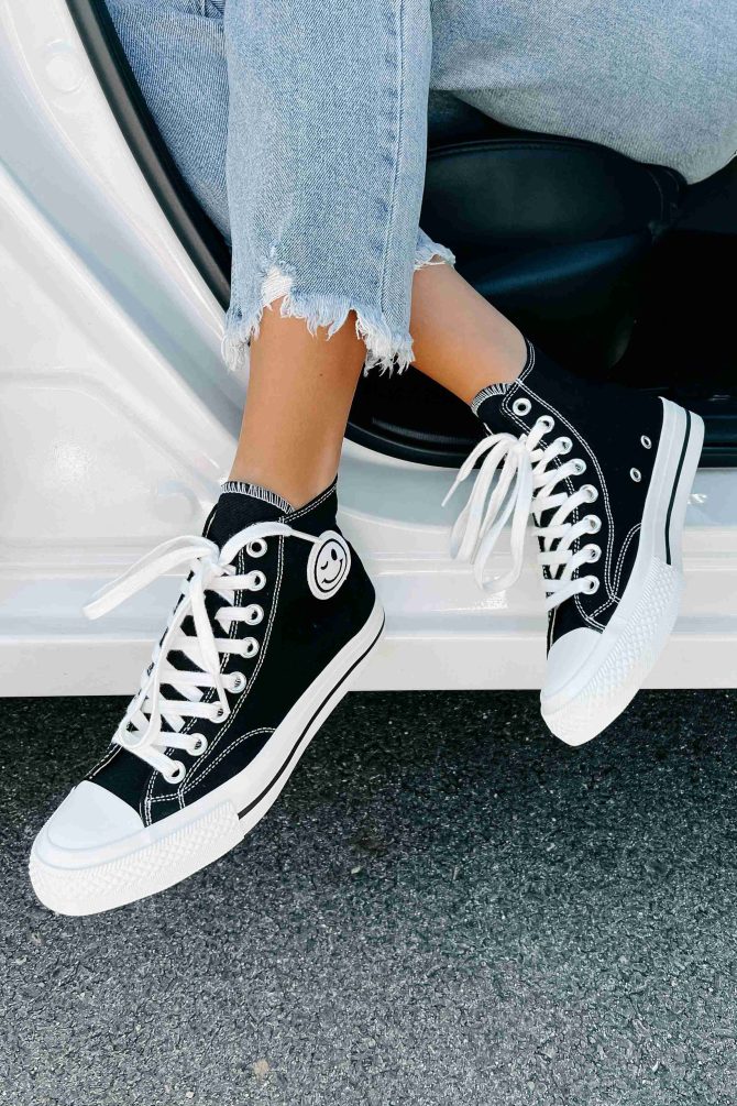 See For Yourself High-Top Canvas Sneakers (Black) · NanaMacs - Image 4
