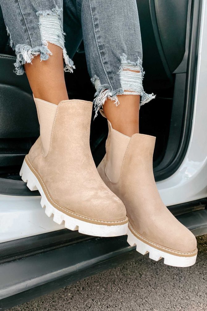 Jenkins Faux Suede Booties (Cream) · NanaMacs - Image 2