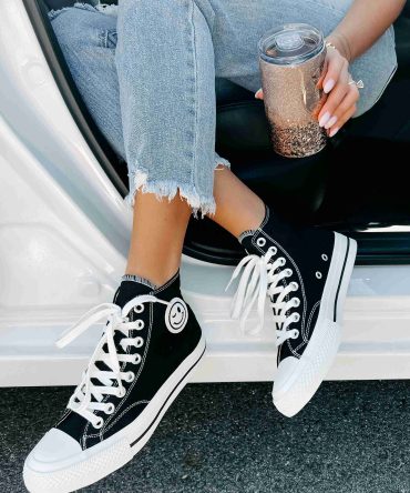 See For Yourself High-Top Canvas Sneakers (Black) · NanaMacs