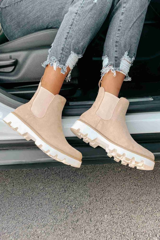 Jenkins Faux Suede Booties (Cream) · NanaMacs - Image 3