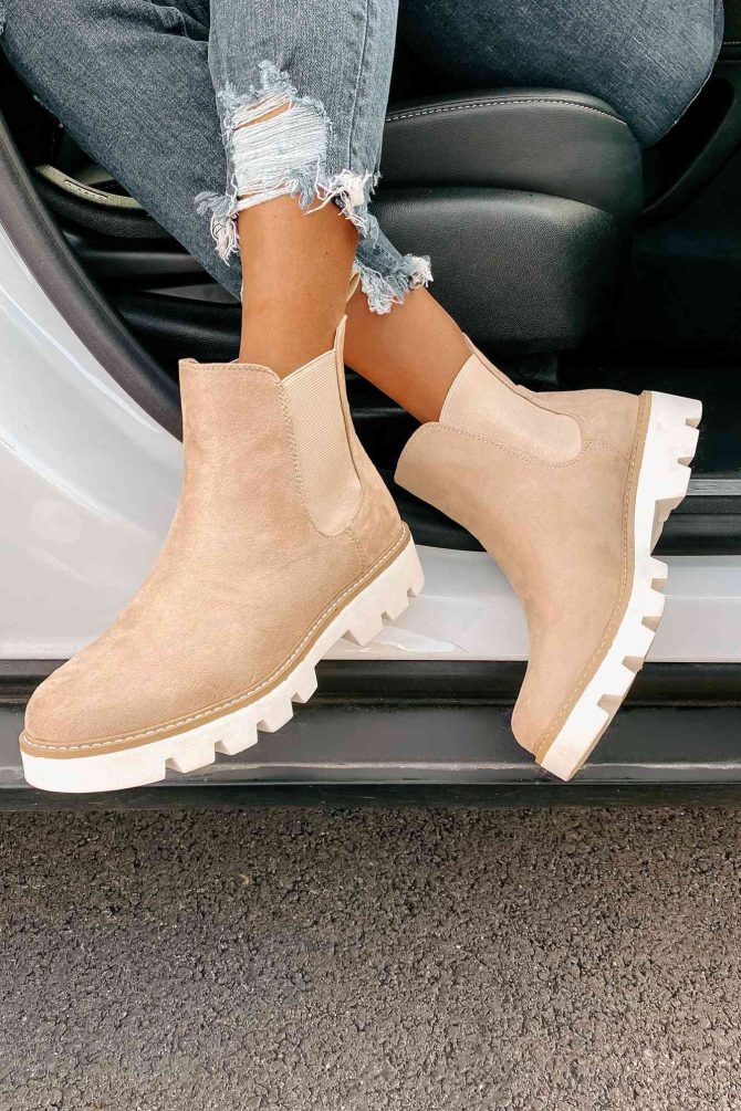 Jenkins Faux Suede Booties (Cream) · NanaMacs - Image 4