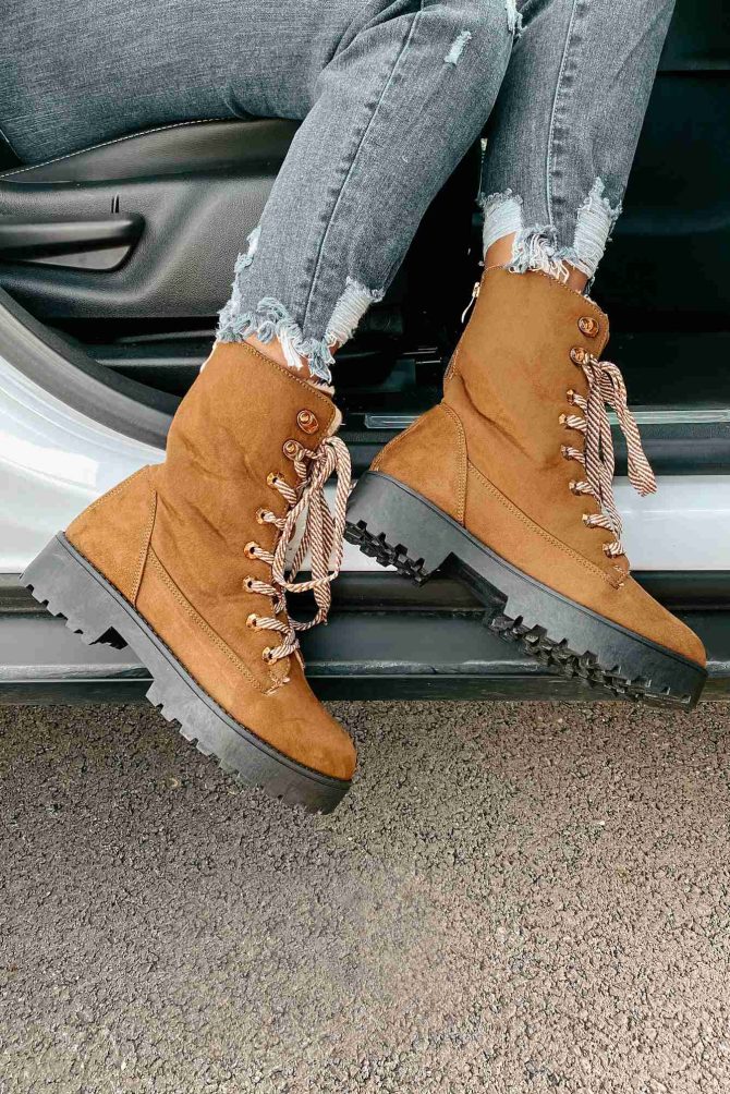 Tread Lightly Faux Suede Lace-Up Booties (Coffee) · NanaMacs - Image 4