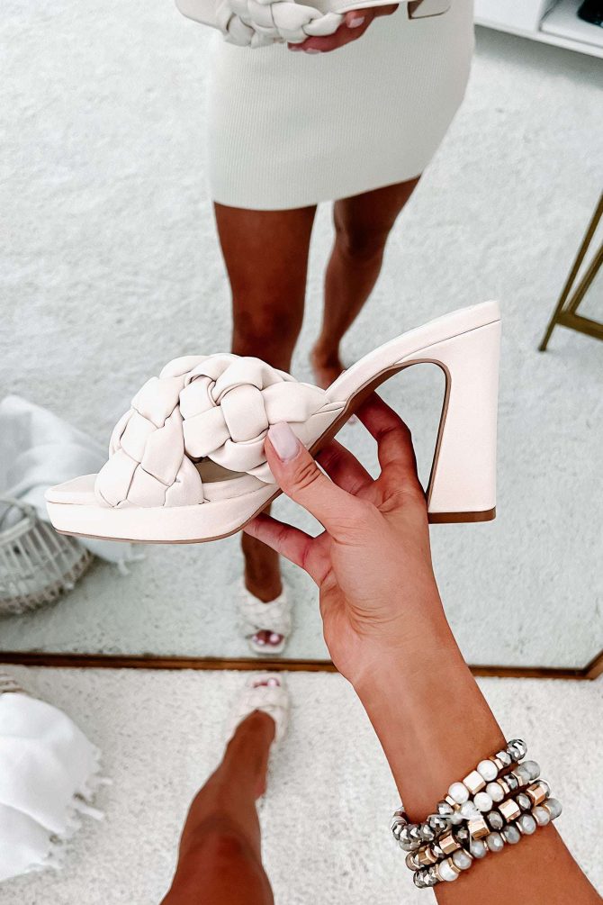 Sole Of Discretion Braided Chunky Heeled Sandals (Beige) · NanaMacs - Image 2