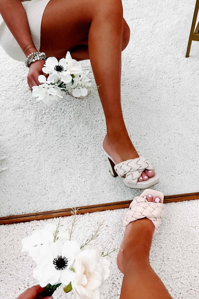 Sole Of Discretion Braided Chunky Heeled Sandals (Beige) · NanaMacs - Image 3