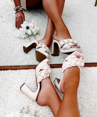 Sole Of Discretion Braided Chunky Heeled Sandals (Beige) · NanaMacs
