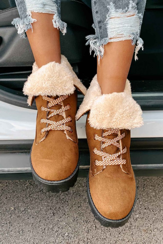 Tread Lightly Faux Suede Lace-Up Booties (Coffee) · NanaMacs - Image 3