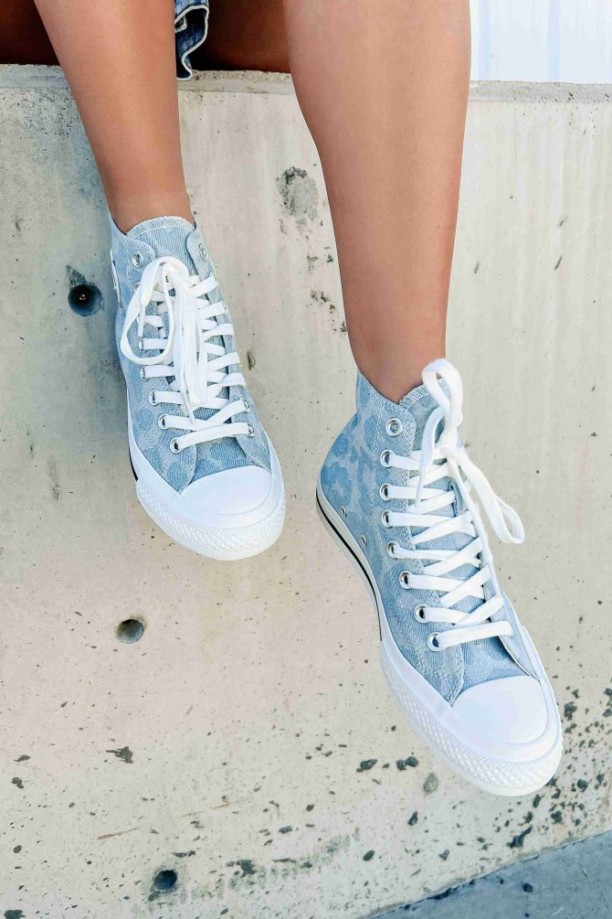 See For Yourself High-Top Canvas Sneakers (Denim Leopard) · NanaMacs - Image 2