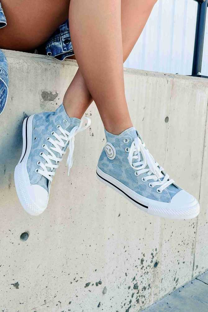 See For Yourself High-Top Canvas Sneakers (Denim Leopard) · NanaMacs - Image 3