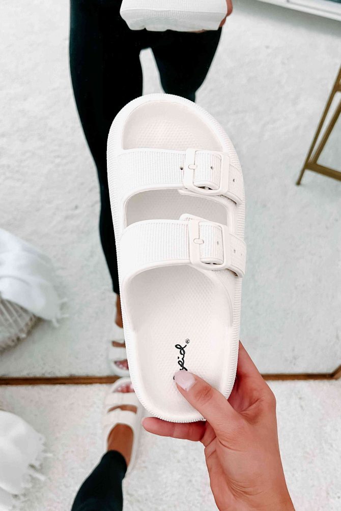 Destination Double Buckle Slip-On Sandals (Off White) · NanaMacs