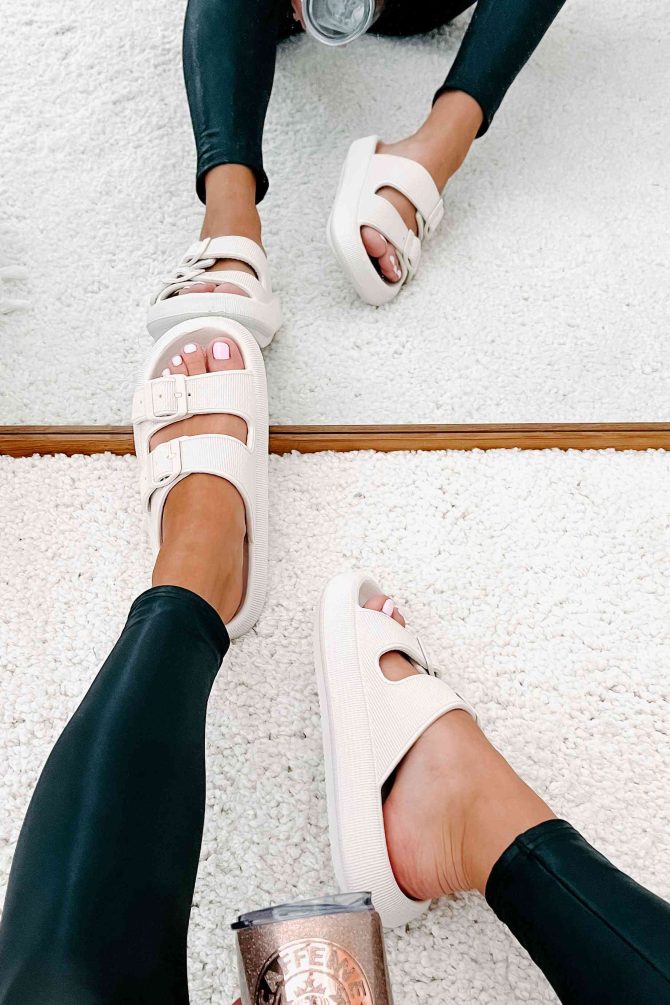 Destination Double Buckle Slip-On Sandals (Off White) · NanaMacs - Image 4