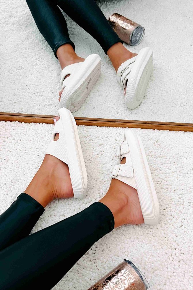 Destination Double Buckle Slip-On Sandals (Off White) · NanaMacs - Image 3