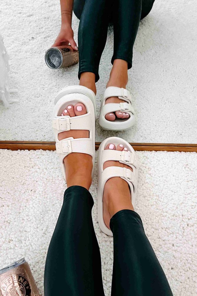 Destination Double Buckle Slip-On Sandals (Off White) · NanaMacs - Image 2