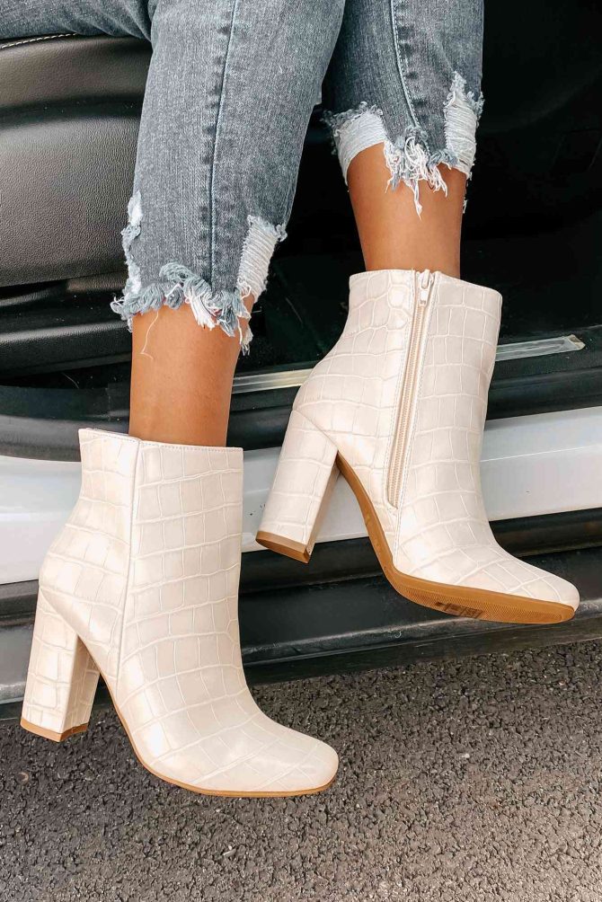 Making An Appearance Faux Croc Booties (Ivory Croc) · NanaMacs - Image 3