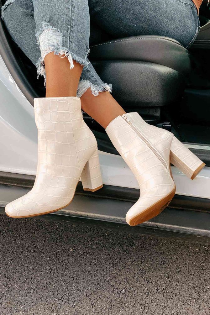 Making An Appearance Faux Croc Booties (Ivory Croc) · NanaMacs - Image 2