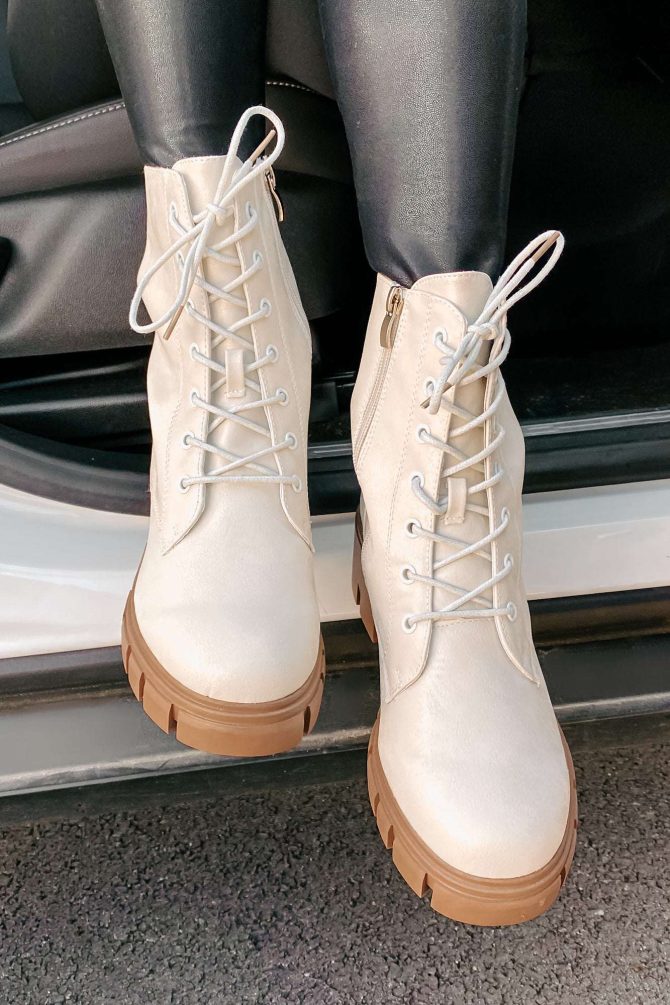 Questionable Intentions Faux Leather Chunky Combat Boots (Smooth White · NanaMacs - Image 4