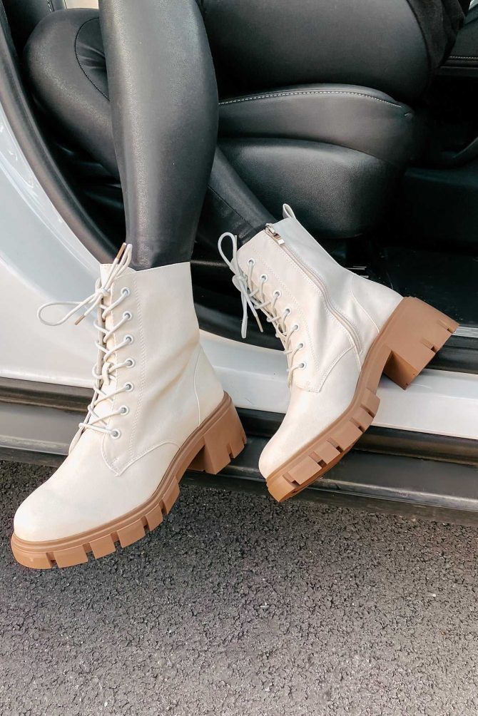 Questionable Intentions Faux Leather Chunky Combat Boots (Smooth White · NanaMacs - Image 3