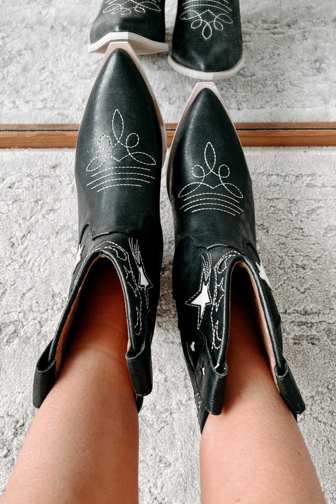 Under The Western Sky Star & Moon Western Booties (Black) · NanaMacs - Image 3