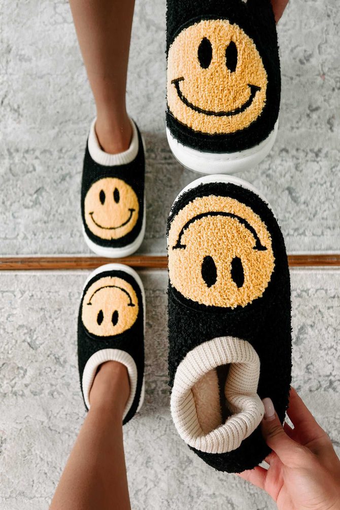Found My Happy Place Sherpa Lined House Shoes (Black) · NanaMacs - Image 3