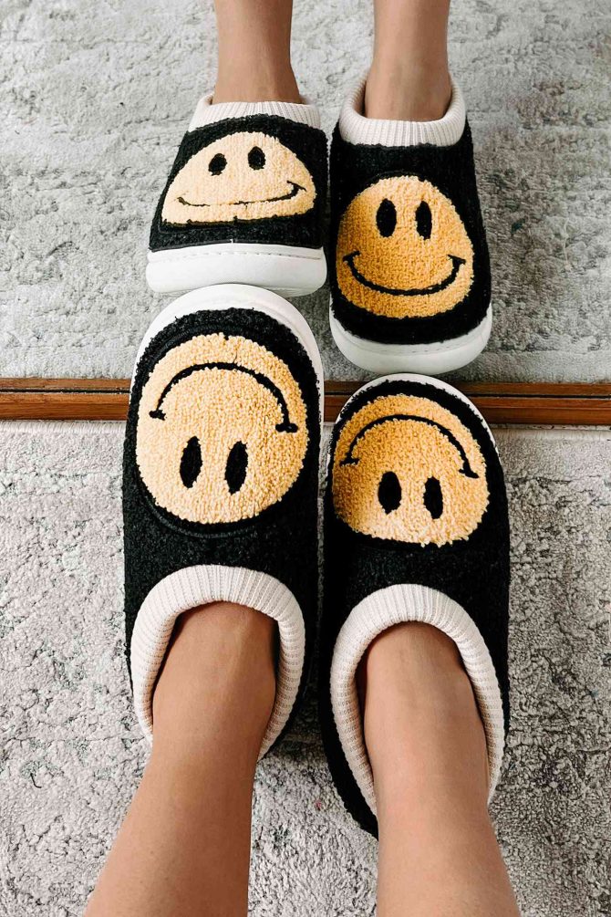 Found My Happy Place Sherpa Lined House Shoes (Black) · NanaMacs - Image 4