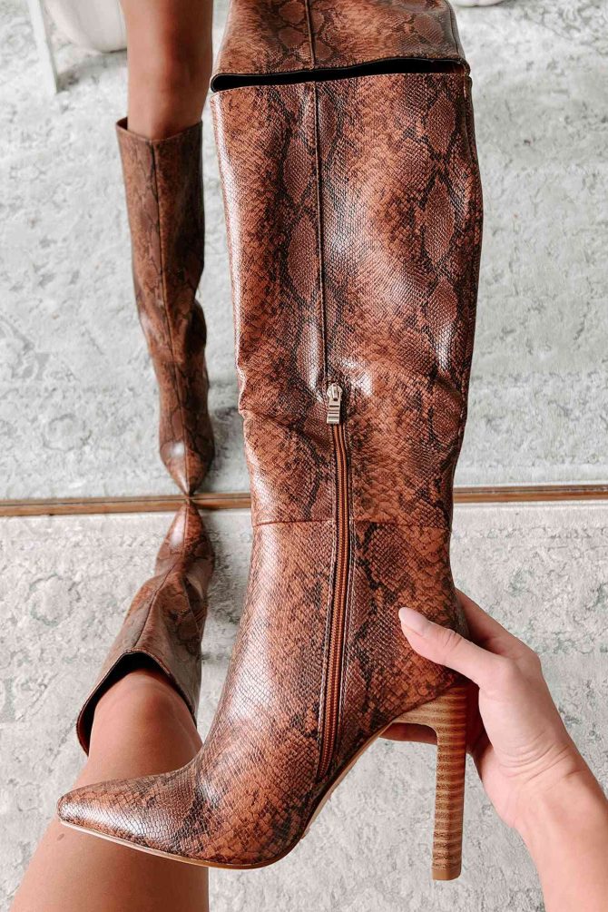 Dare You To Try Heeled Snake Print Billini Boots (Tan Python) · NanaMacs - Image 3