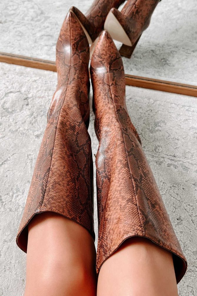 Dare You To Try Heeled Snake Print Billini Boots (Tan Python) · NanaMacs - Image 4