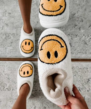 Found My Happy Place Sherpa Lined House Shoes (Ivory) · NanaMacs