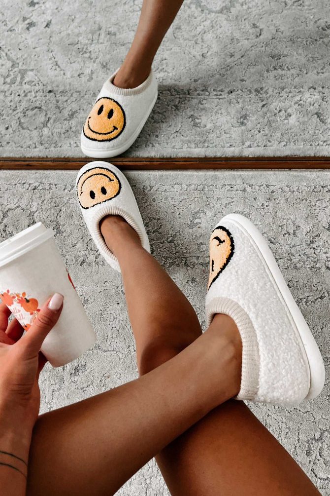 Found My Happy Place Sherpa Lined House Shoes (Ivory) · NanaMacs - Image 2
