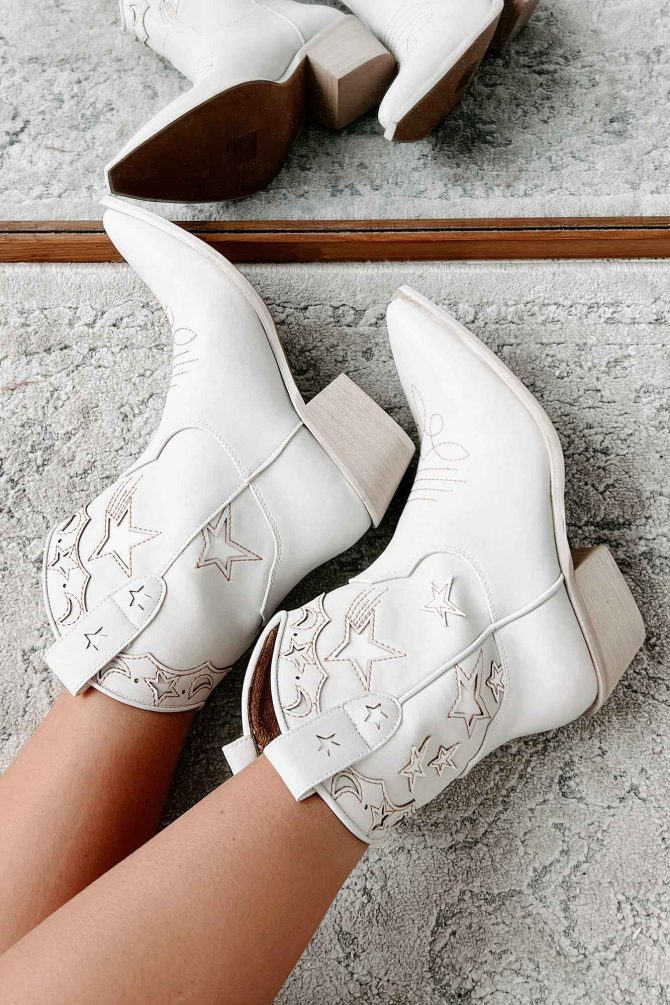 Under The Western Sky Star & Moon Western Booties (Light Grey) · NanaMacs - Image 3
