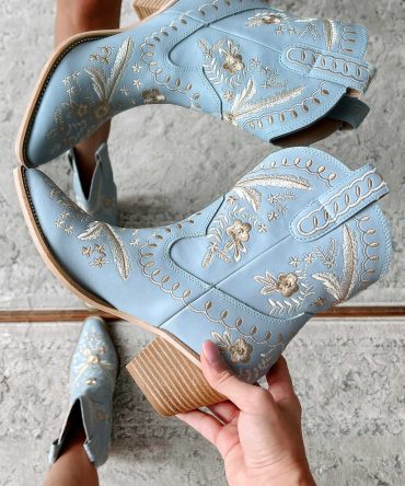 Small Town Roots Floral Stitch Western Booties (Blue) · NanaMacs