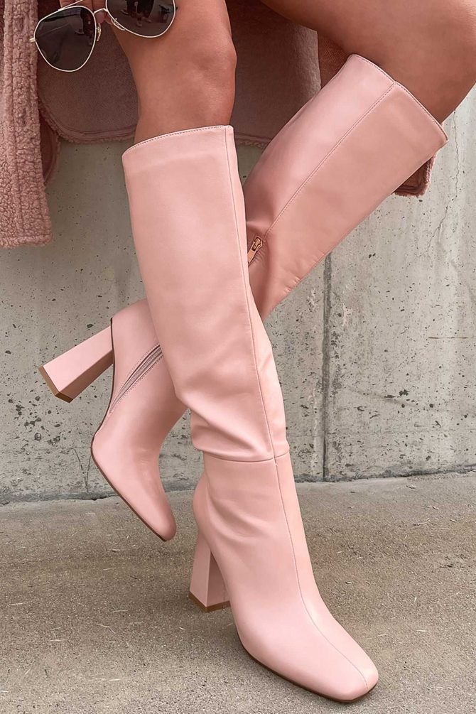 Scoring An Invite Faux Leather Knee High Billini Boots (Pink) · NanaMacs