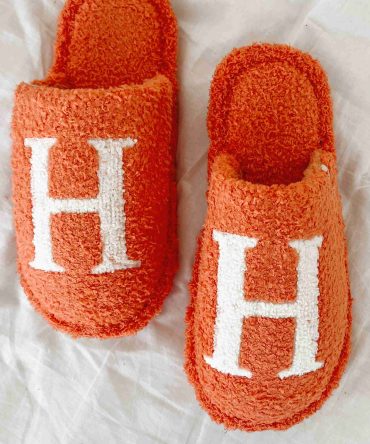 My Bedtime Glam Fuzzy "H" Slippers (Orange) · NanaMacs