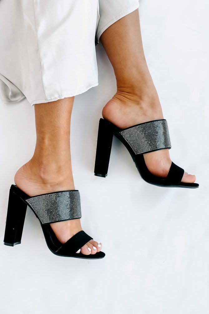 Diamonds On Me Rhinestone Embellished Slip-On Heel (Black) · NanaMacs - Image 3