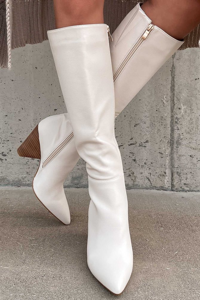 Seal The Deal Faux Leather Knee High Billini Boots (Alabaster) · NanaMacs - Image 3