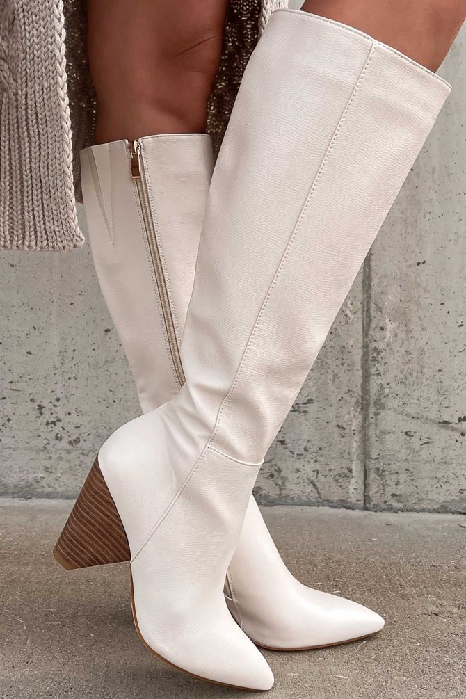 Seal The Deal Faux Leather Knee High Billini Boots (Alabaster) · NanaMacs - Image 4