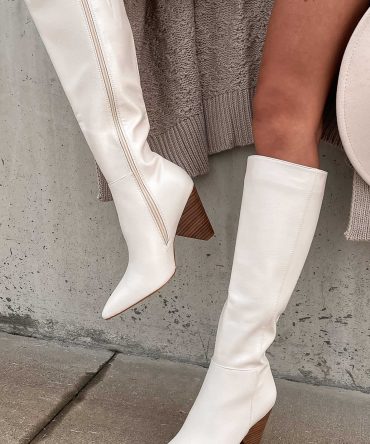 Seal The Deal Faux Leather Knee High Billini Boots (Alabaster) · NanaMacs