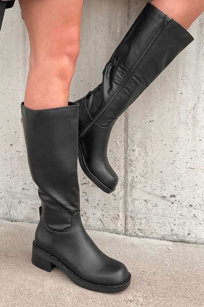 Vermont Strolls Mid-Shaft Faux Leather Boots (Black) · NanaMacs