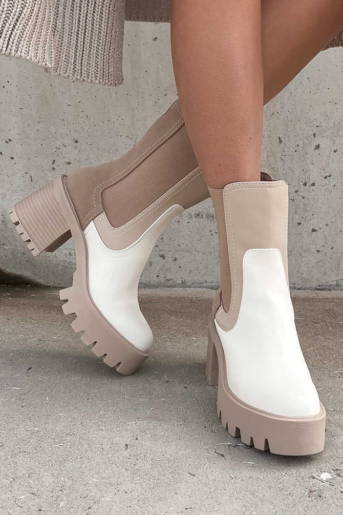 Living Legacy Colorblock Platform Chelsea Boots (Beige/Bone) · NanaMacs - Image 2