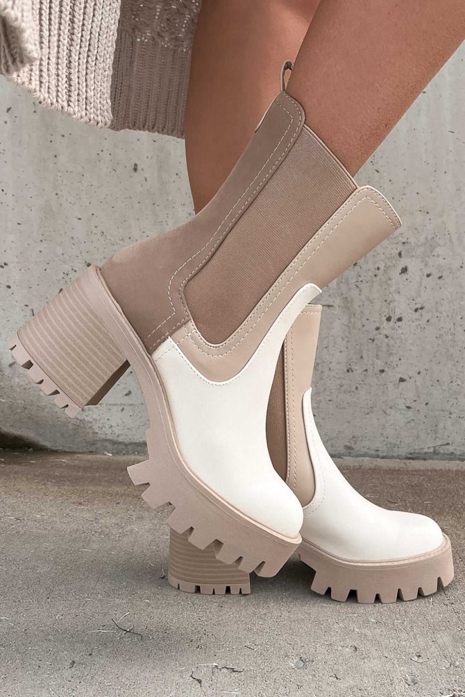 Living Legacy Colorblock Platform Chelsea Boots (Beige/Bone) · NanaMacs - Image 3