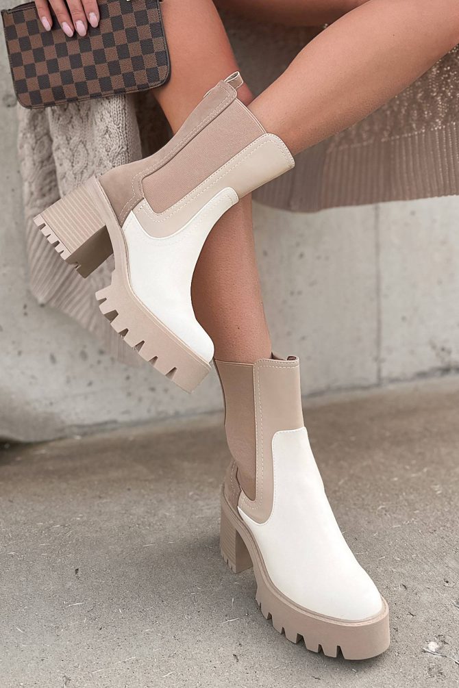 Living Legacy Colorblock Platform Chelsea Boots (Beige/Bone) · NanaMacs
