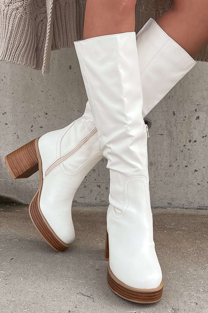 Tough Luck Faux Leather Platform Boots (White) · NanaMacs - Image 3