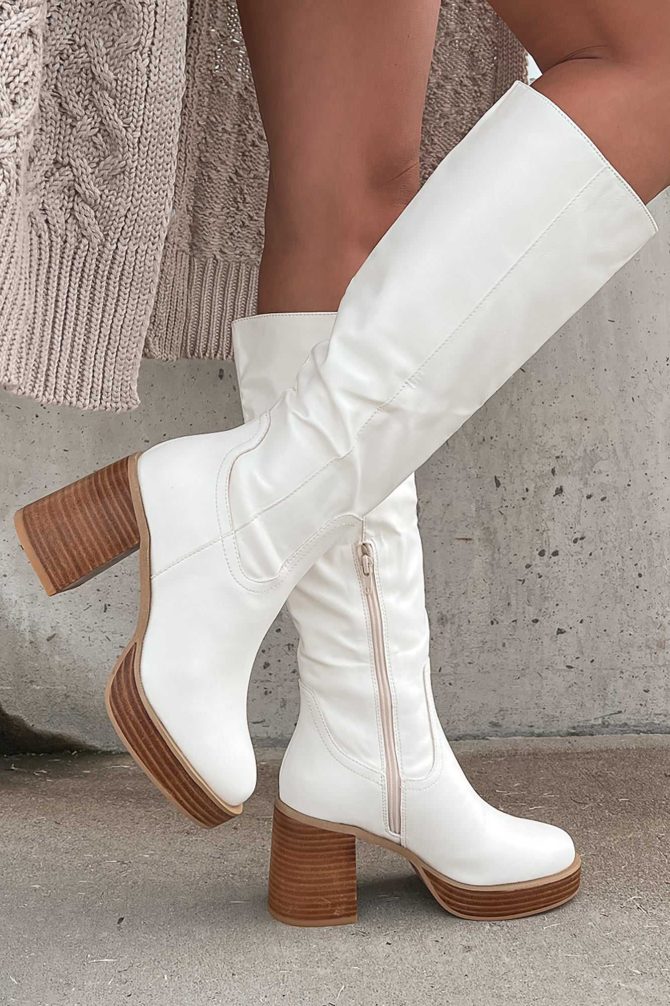 Tough Luck Faux Leather Platform Boots (White) · NanaMacs - Image 2