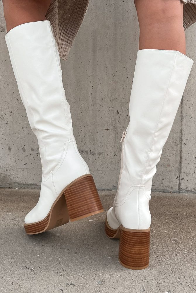 Tough Luck Faux Leather Platform Boots (White) · NanaMacs - Image 4
