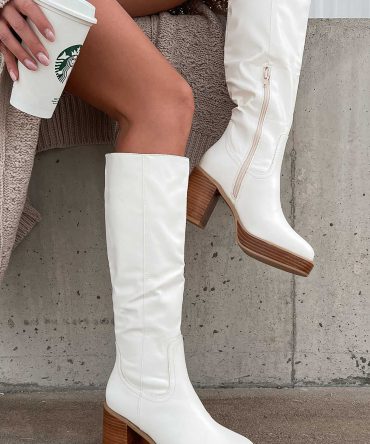 Tough Luck Faux Leather Platform Boots (White) · NanaMacs