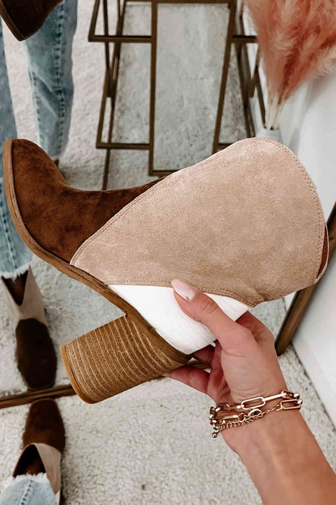 Kendall Tri-Tone Booties (Chestnut/Taupe/White) · NanaMacs - Image 3