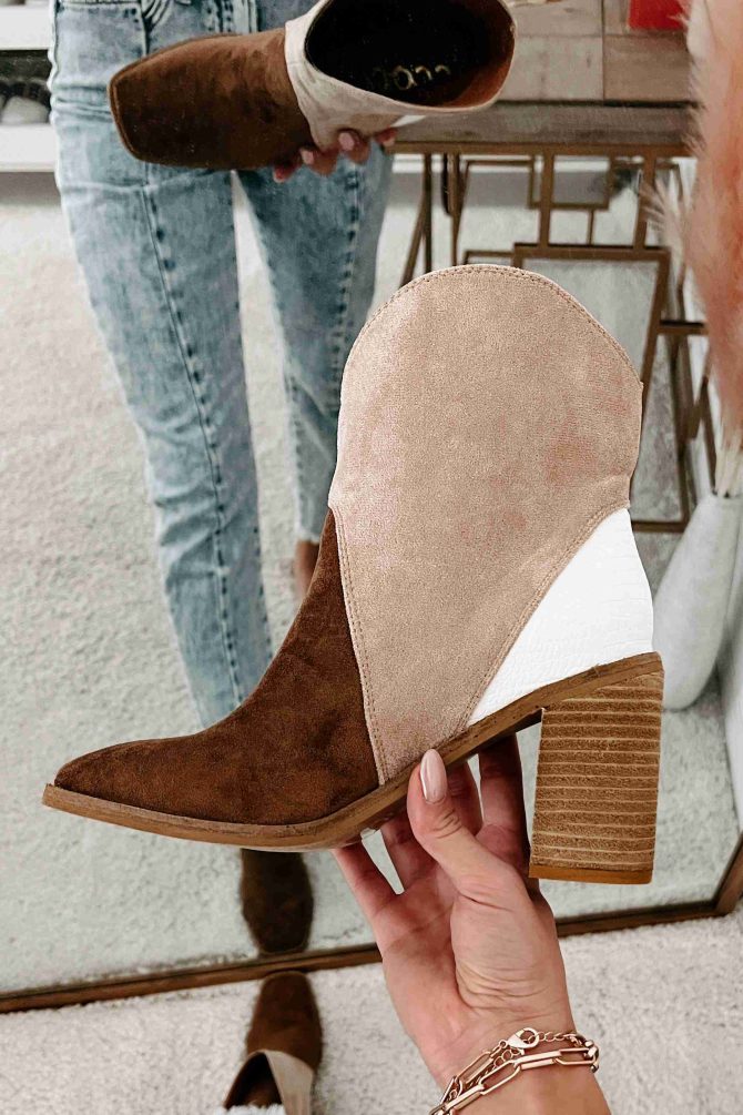 Kendall Tri-Tone Booties (Chestnut/Taupe/White) · NanaMacs - Image 2