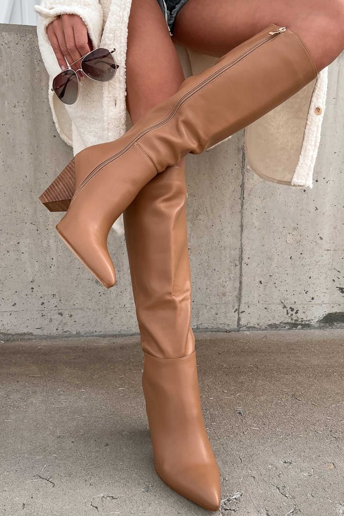 Seal The Deal Faux Leather Knee High Billini Boots (Coffee) · NanaMacs